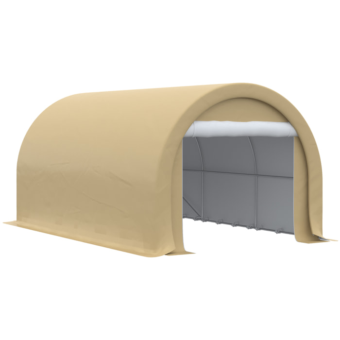 Tente garage carport dim. 5L x 3l x 2,4H m acier galvanisé robuste PE haute densité 190 g/m² imperméable anti-UV beige