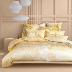 Housse de couette satin de coton imprimé jaune or Soleil d'or dore