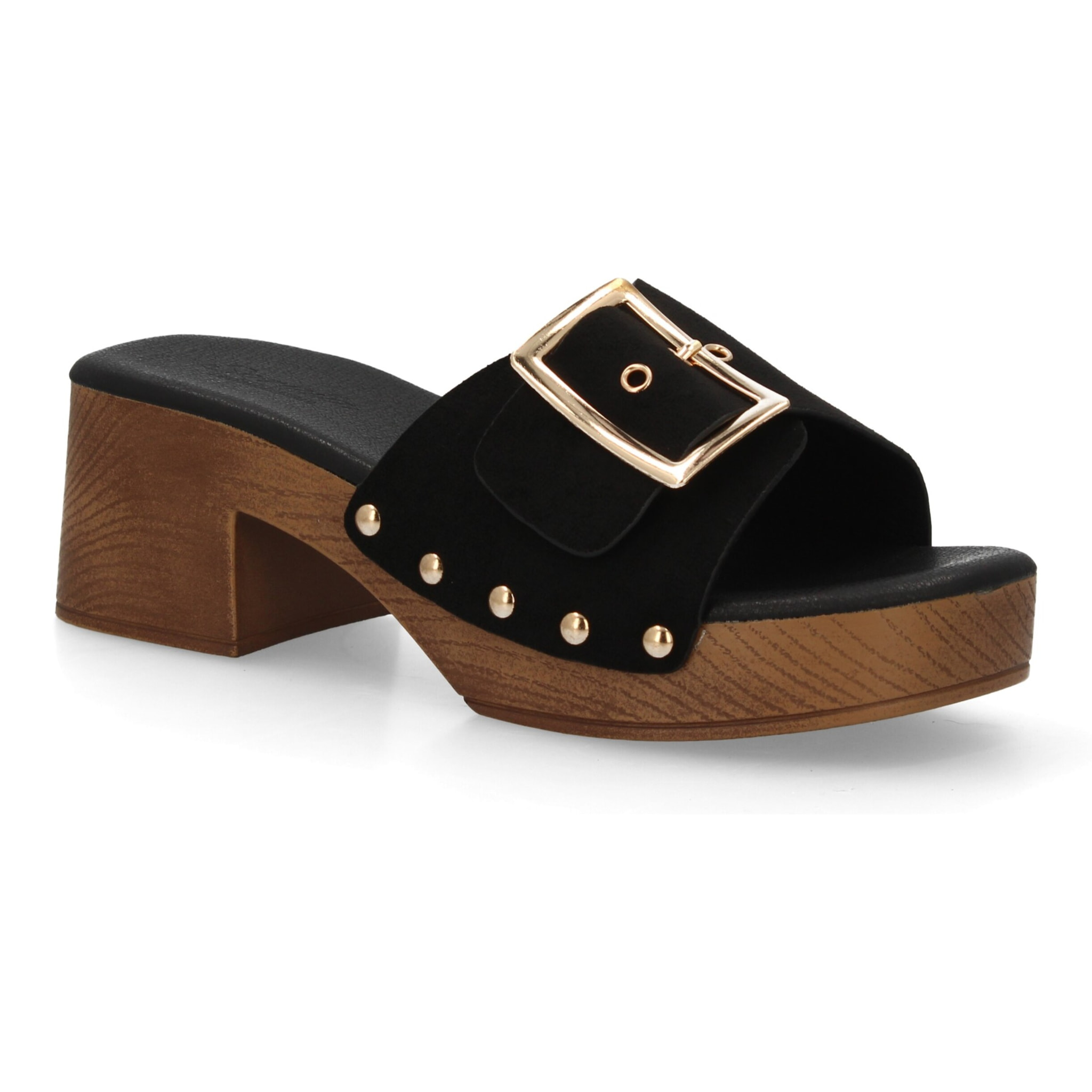 Sandalia tacon tipo zueco mujer