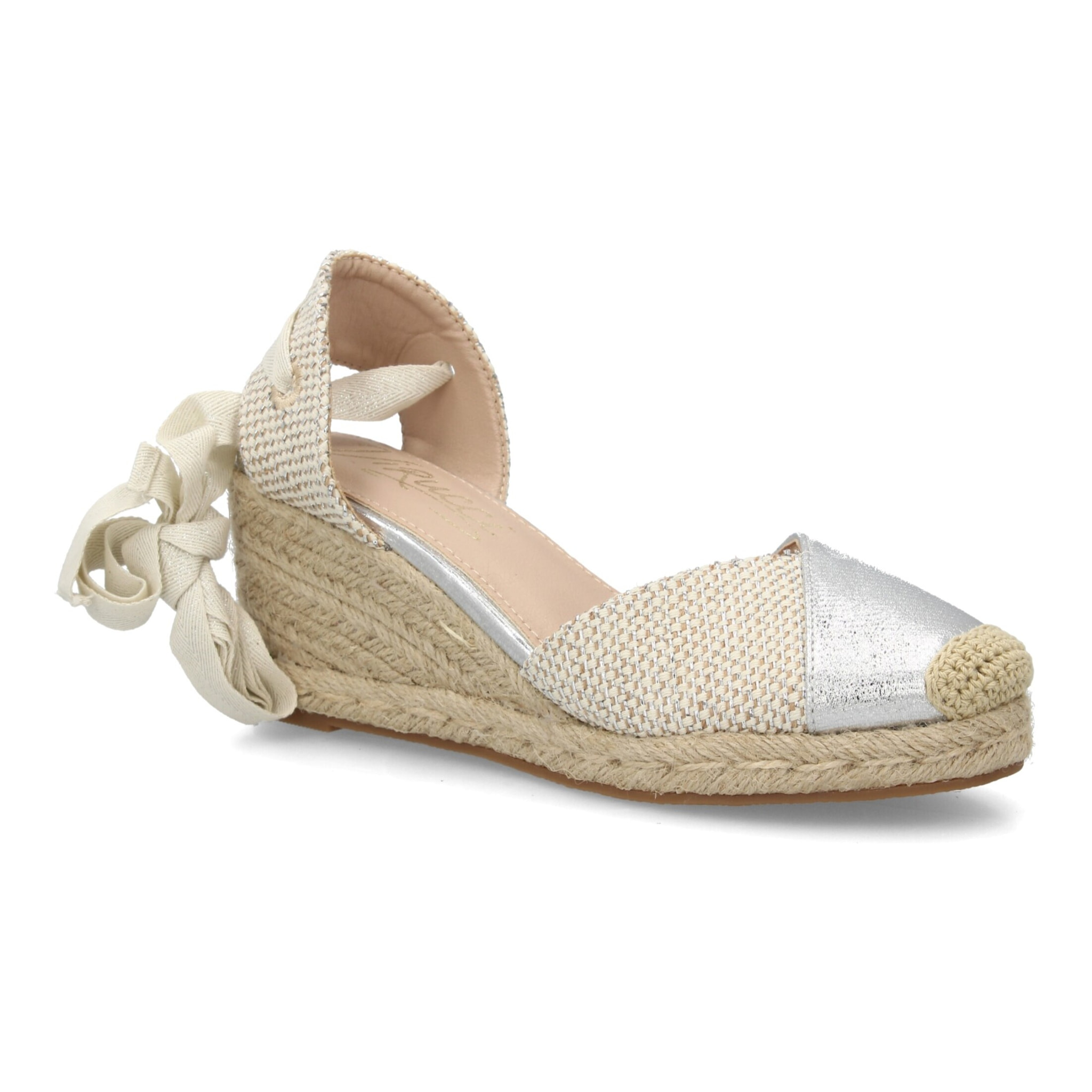Alpargata de cuña baja de esparto con cintas