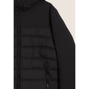 Giacca imbottita con cappuccio e inserti lisci