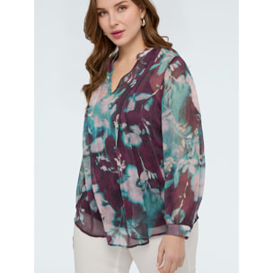 Fiorella Rubino - Blusa stampa floreale in creponne - Bordeaux