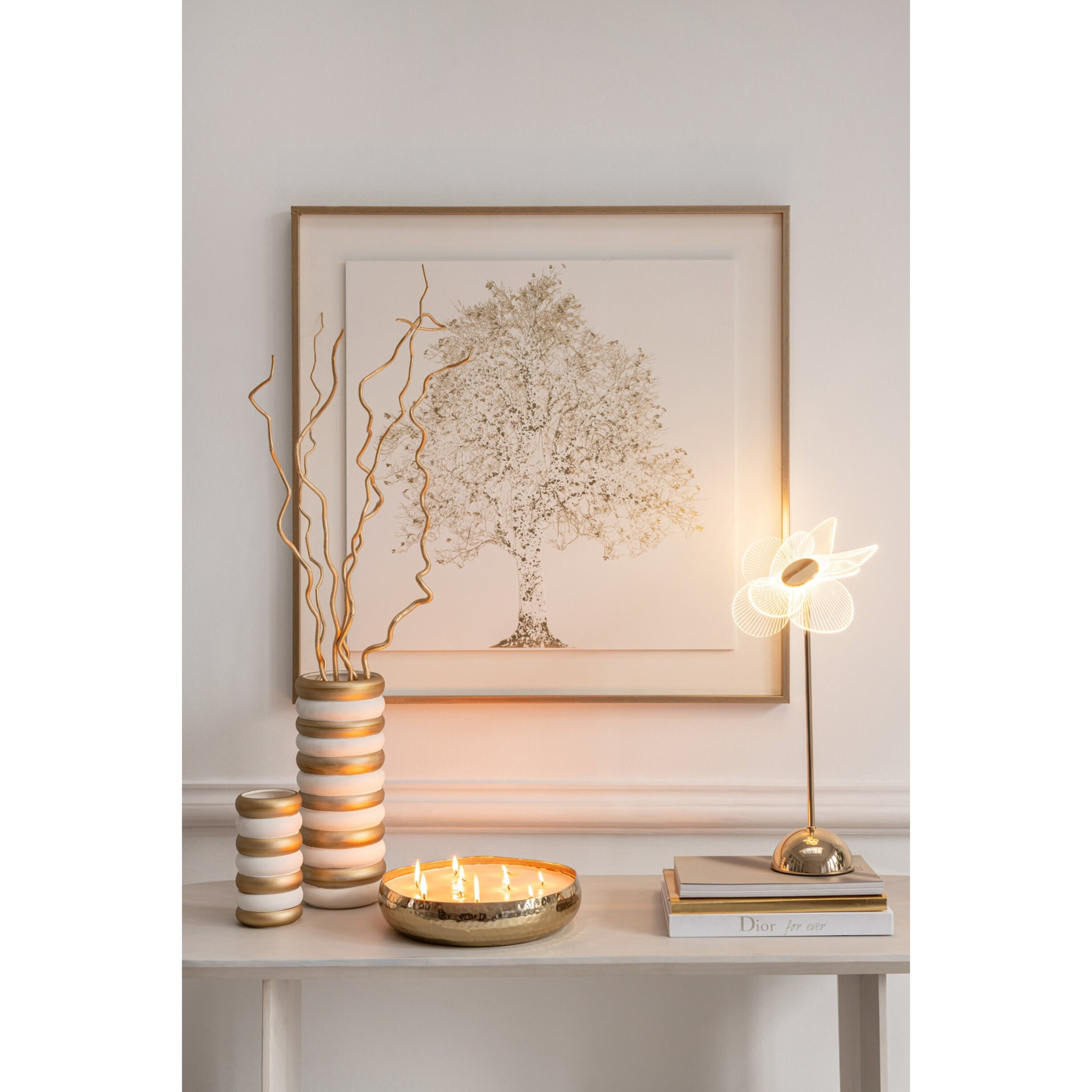 J-Line vase - porcelaine - doré/blanc - set de 3