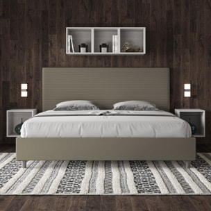 Letto matrimoniale king size con rete imbottito 180x200 similpelle cappuccino Focus