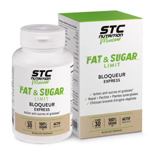 Fat & Sugar Limit - Action Anti-Sucres et Graisses - Vegan - Gélules Végétales - Cure 30 jours