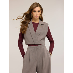 Motivi - Gilet corto con revers - Grigio