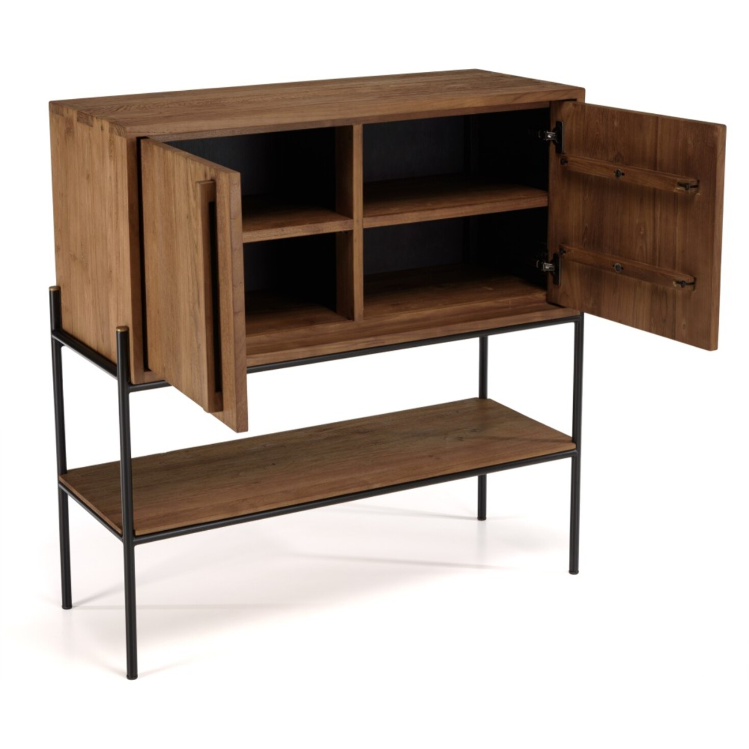 SIXTINE - Buffet 2 portes 1 niche en bois de teck recyclé naturel