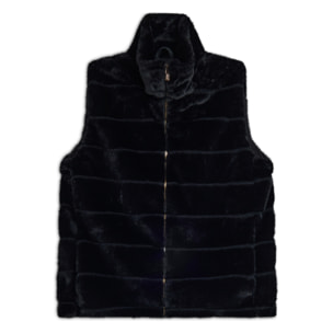 Gilet donna zip e collo alto in Pelliccia Sintetica rigata