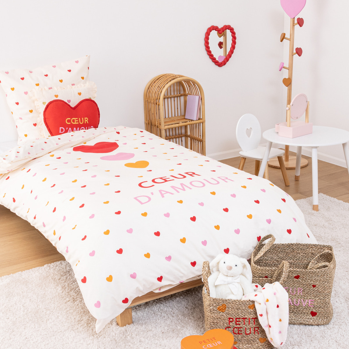 Coussin enfant forme cœur Soha rouge 40x40cm