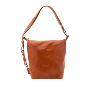 Borsa a secchiello  da donna In Vera pelle Made in Italy 34x33x15 cm