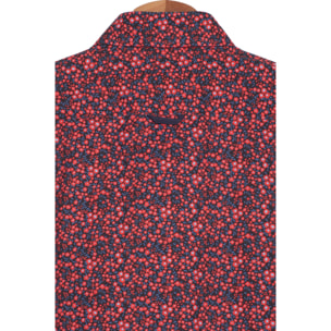 Camicia Uomo 1 Bottoni Button Down Slim Popeline Stampato Rosso/Blu