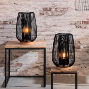 Lámpara de alambre metálico negro noda