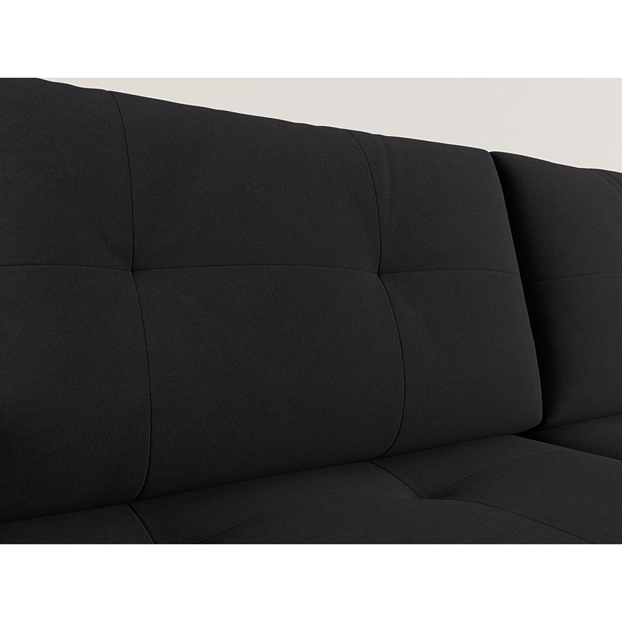 Bastian - canapé panoramique en U 7 places convertible avec coffre en velours texturé - Noir