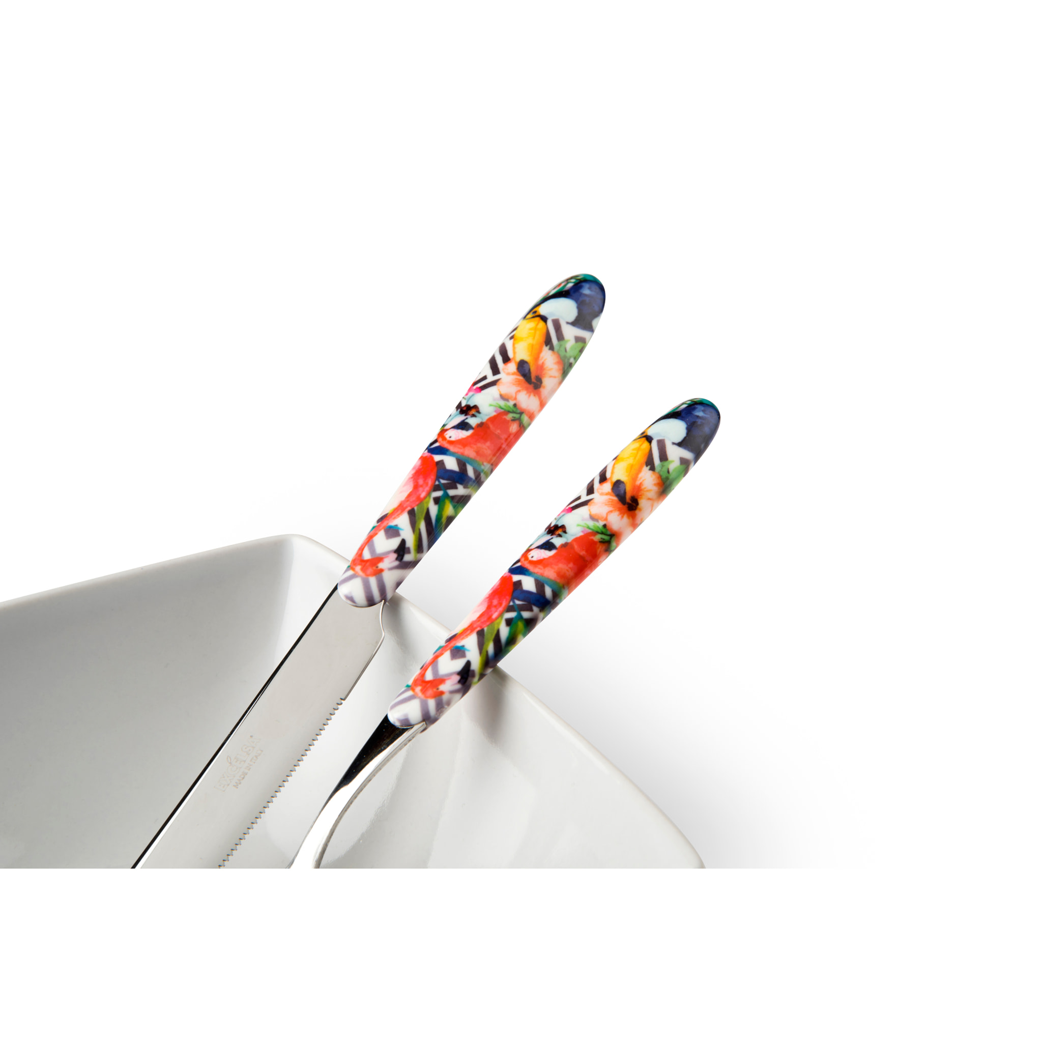 Set 24 Posate, 6 Cucchiai, 6 Forchette, 6 Coltelli, 6 Cucchiaini Excelsa- Tropical Chic, Acciaio Multicolore