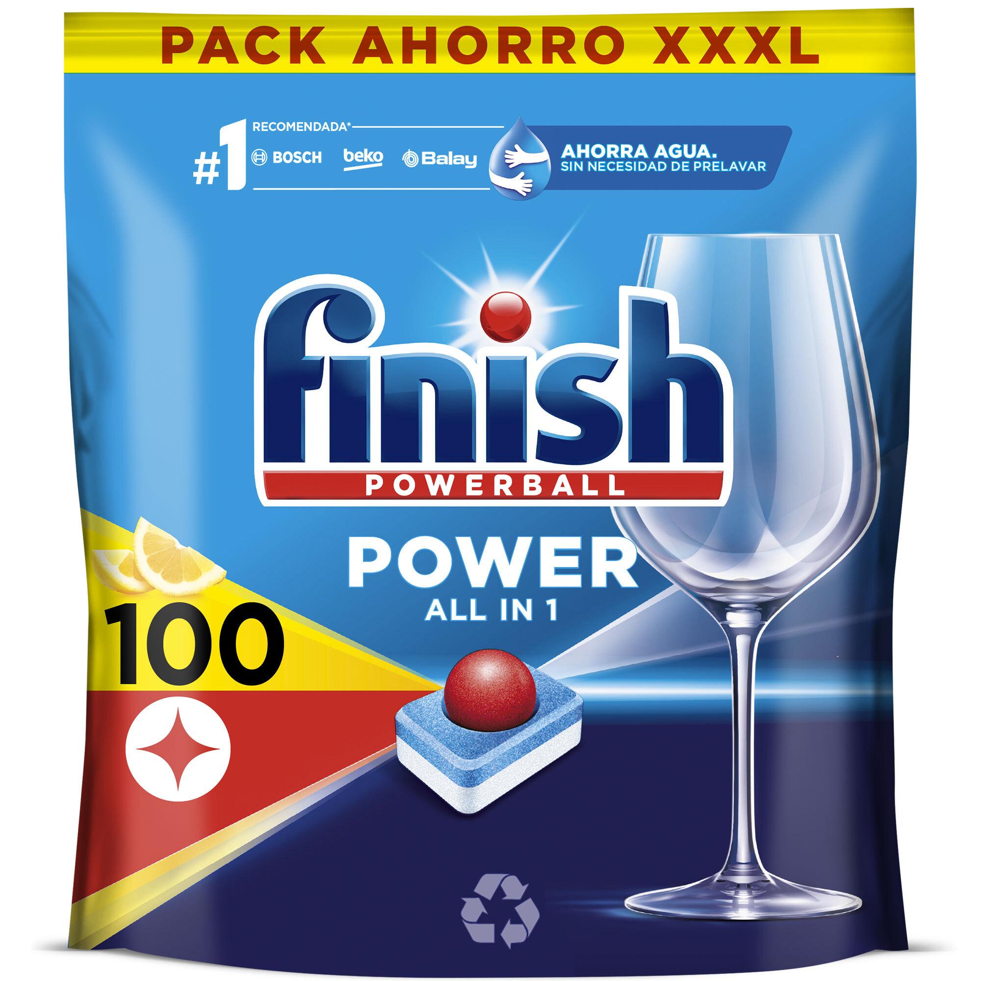 Finish Powerball Power All in 1 Pastillas para el lavavajillas Limón 200 pastillas (pack 2x100 pastillas)