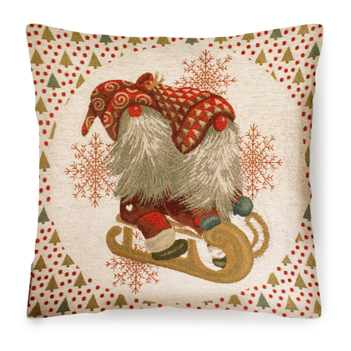 COPPIA CUSCINI ARREDO JACQUARD SFODERABILI 50X50 CM GNOMI SLITTA