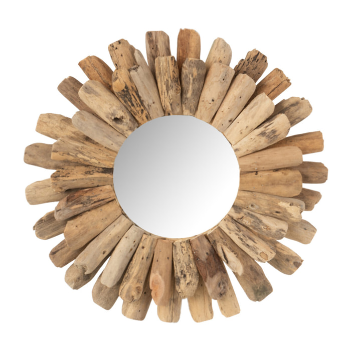 J-Line miroir Rond Flotte - bois - naturel - small