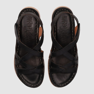 Sandalias de Piel - Negro - Tacón: 5 cm