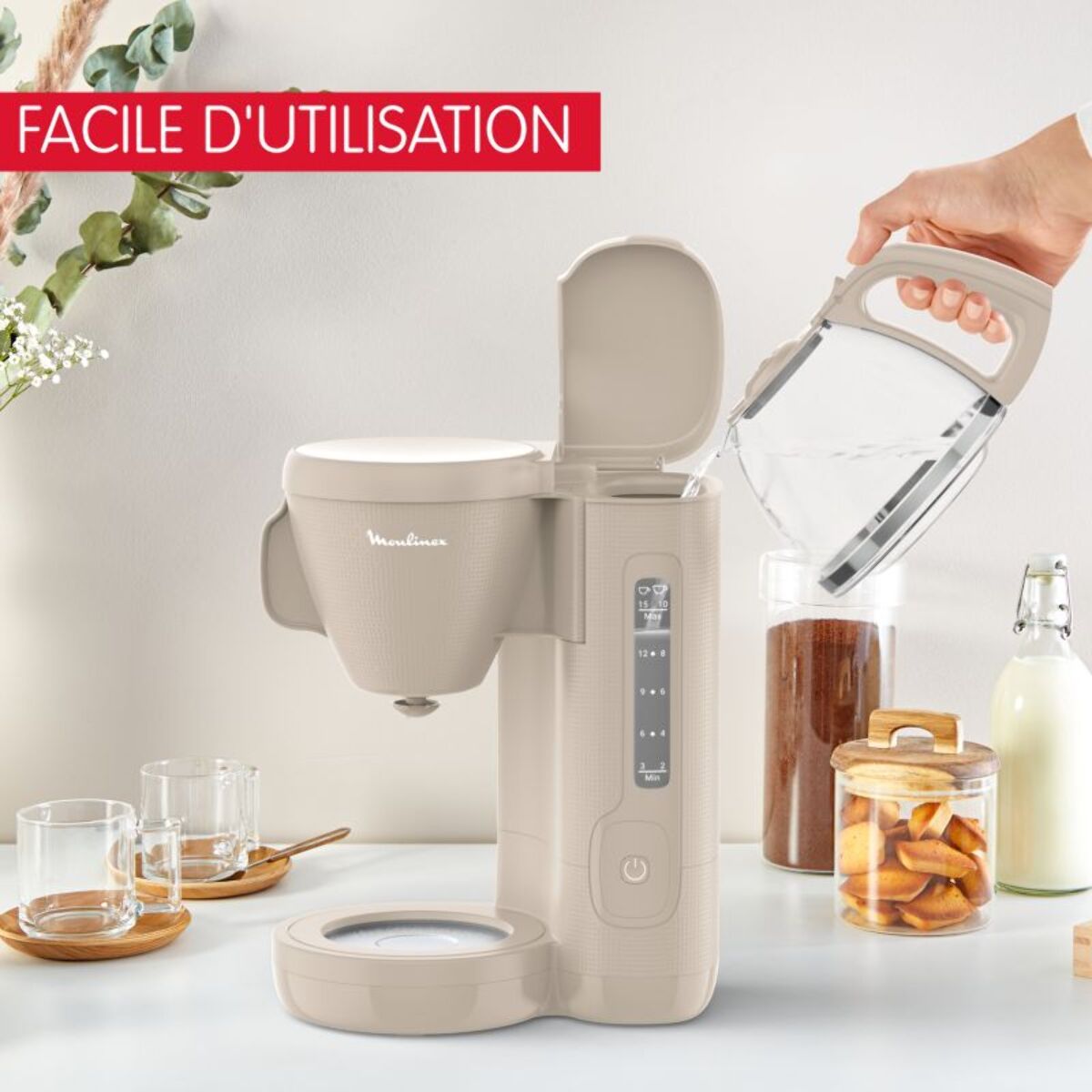 Cafetière filtre MOULINEX FG2M0B10 morning grise