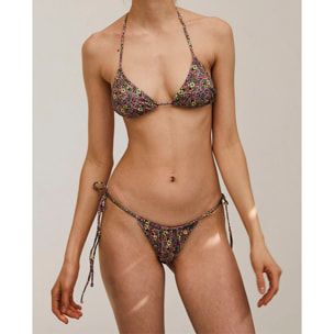 Top de bikini triangular de cortina con estampado de flores