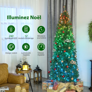 Sapin de Noël artificiel LED H.180 cm 899 branches télécommande 12 modes timer vert