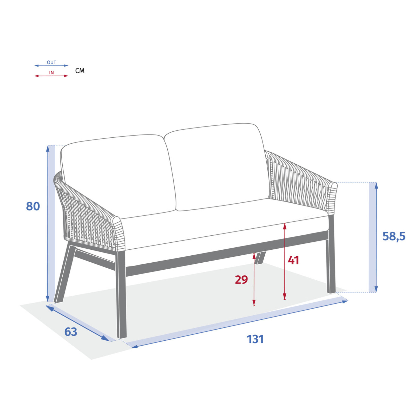 Canapé de jardin "Oriengo" 2 places anthracite & graphite