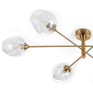 Suspension Tomasucci DEVON C, en acier et verre, doré