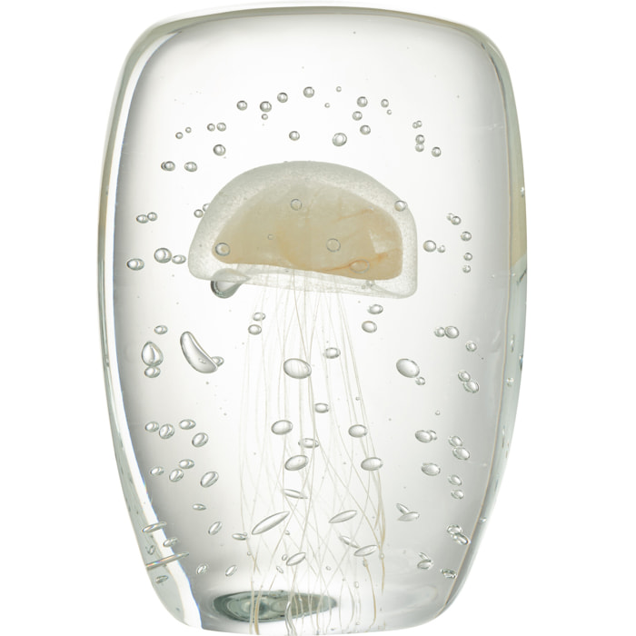 J-Line Presse Papier Calypso Triangle Verre Transparent/Beige Large