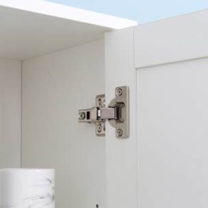 Meuble colonne de salle de bain 2 portes avec étagères réglables 2 niches miroir panneaux particules blanc