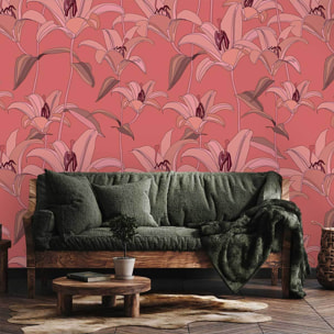 Papier peint panoramique fleurs pinky Intissé