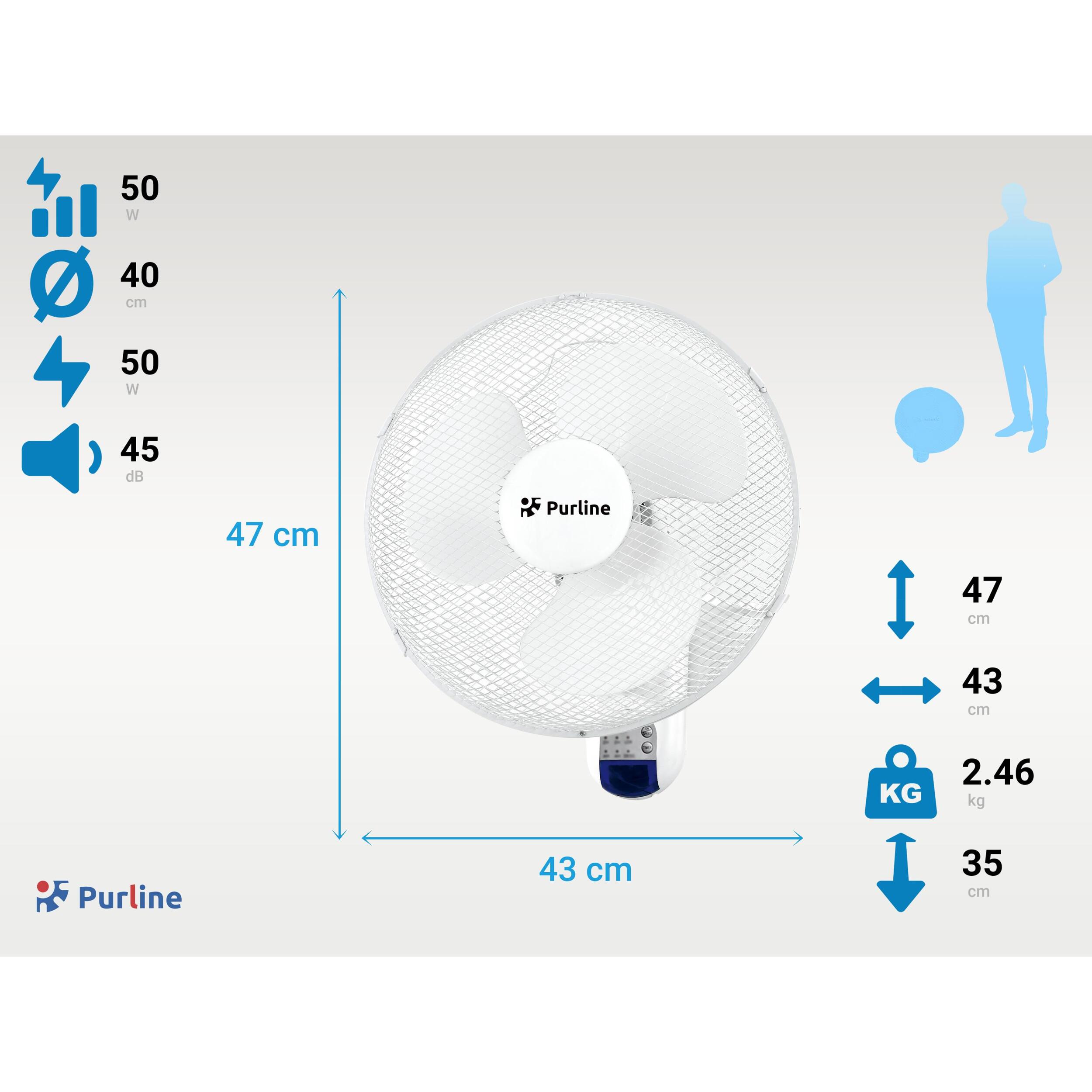 Ventilador de pared digital con mando VENTY ARGENTUM PURLINE