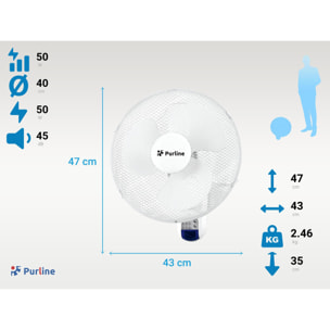 Ventilador de pared digital con mando VENTY ARGENTUM PURLINE
