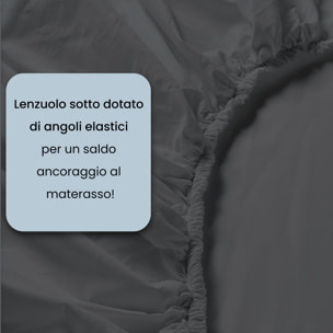 COMPLETO LETTO WATER WASHED, 100% Microfibra, No Stiro - GRIGIO SCURO
