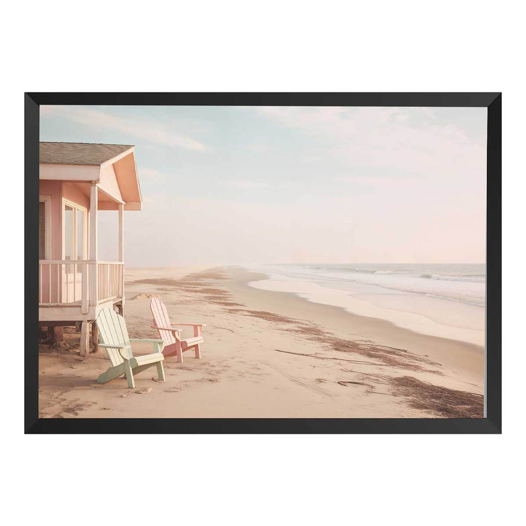 Affiche encadrée côte pacifique Affiche + cadre en bois - Noir