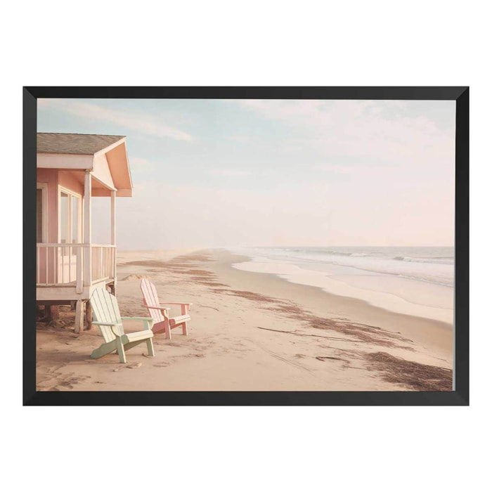 Affiche encadrée côte pacifique Affiche + cadre en bois - Noir