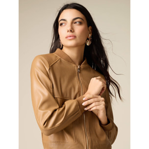 Oltre - Chaqueta bomber perforada - Beige