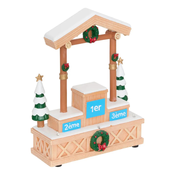 Podium de ski lumineux de village de Noël 8 LED à piles