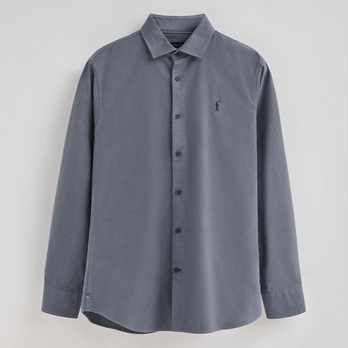 Camisa azul marino de corte slim y cuello italiano con logo Rigby Go