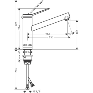 Zesis M33 Mitigeur de cuisine 160, installation devant une fenêtre, 1 jet chromé 74805000