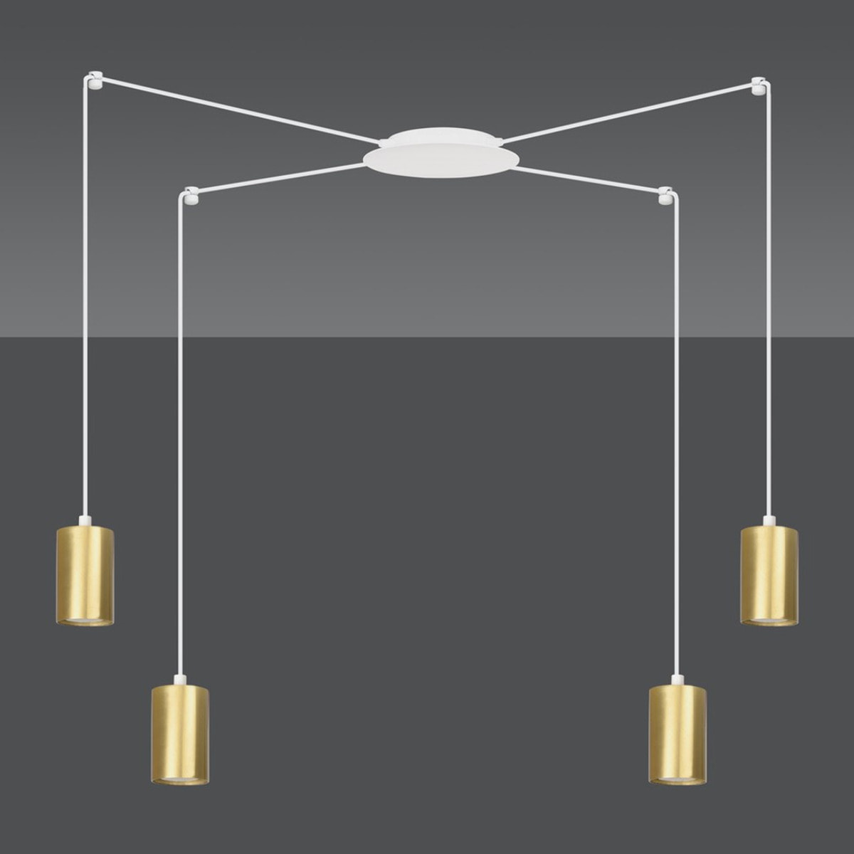 Lampada a sospensione TRAKER in acciaio bianco e oro