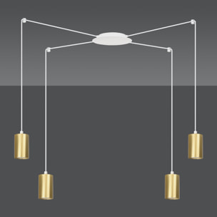 Lampada a sospensione TRAKER in acciaio bianco e oro