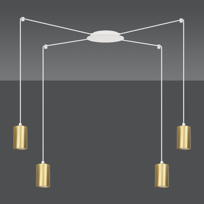 Lampada a sospensione TRAKER in acciaio bianco e oro