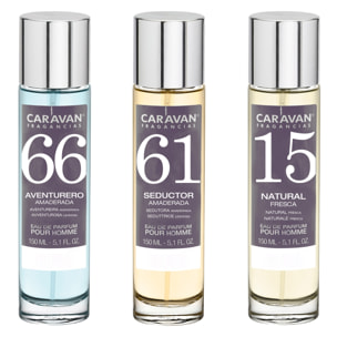 3x caravan perfume de hombre nº66 nº61 nº15 - 150ml.