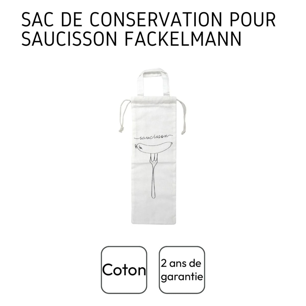 Sac de conservation pour saucisson sec en coton Fackelmann Eco Friendly