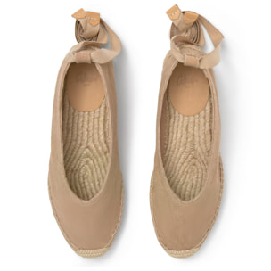 Alpargatas planas de mujer Gea en algodón acabado lavado, cierre mediante lazada
