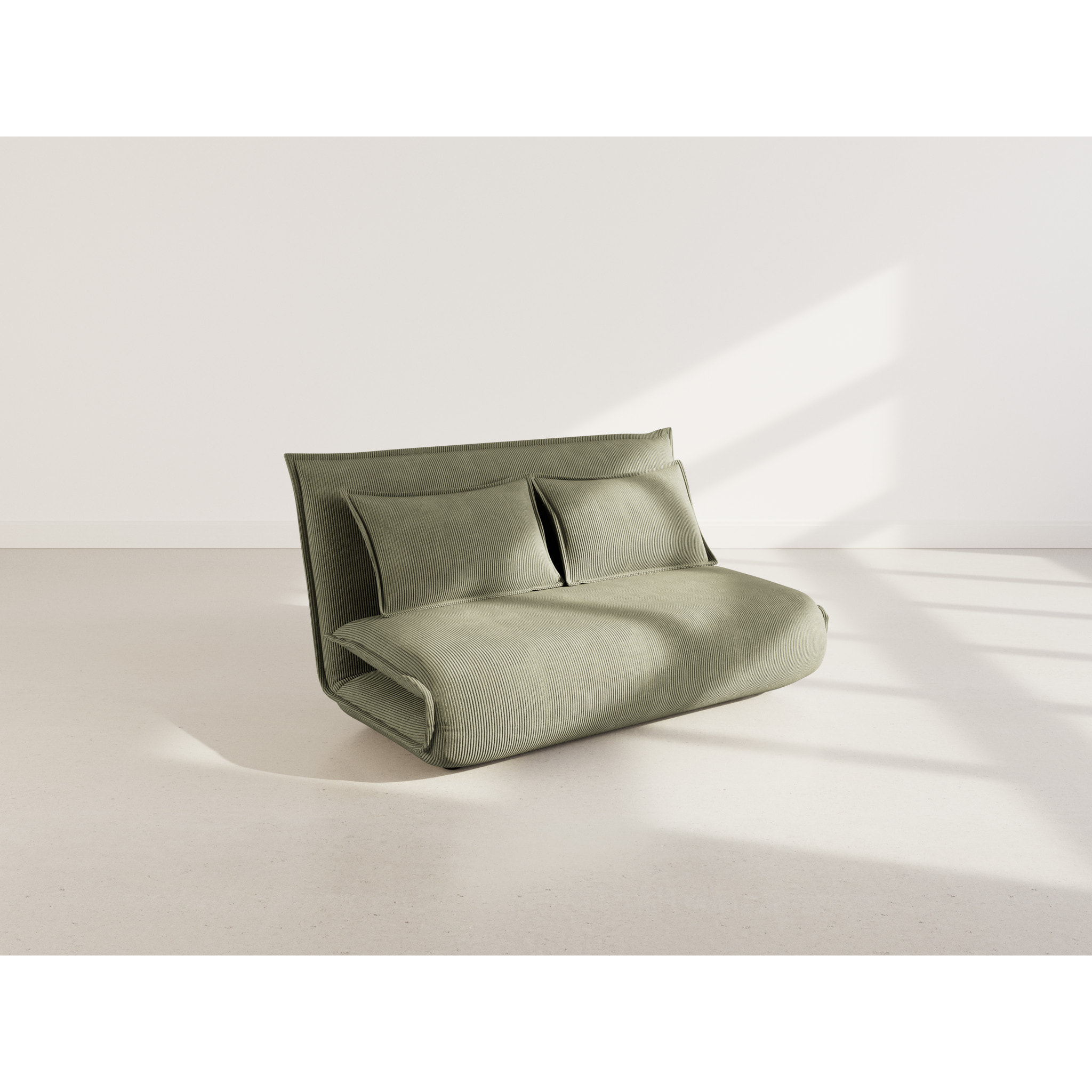 Candice - Banquette 2 places convertible clic-clac en velours côtelé - Vert