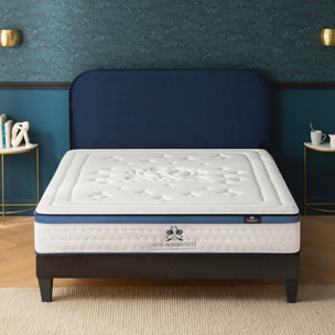 Ensemble matelas Suite Présidentielle & Sommier KIT15, 28 cm, Mémoire de Forme, Technologie Tri-Lattes, Soutien Ferme