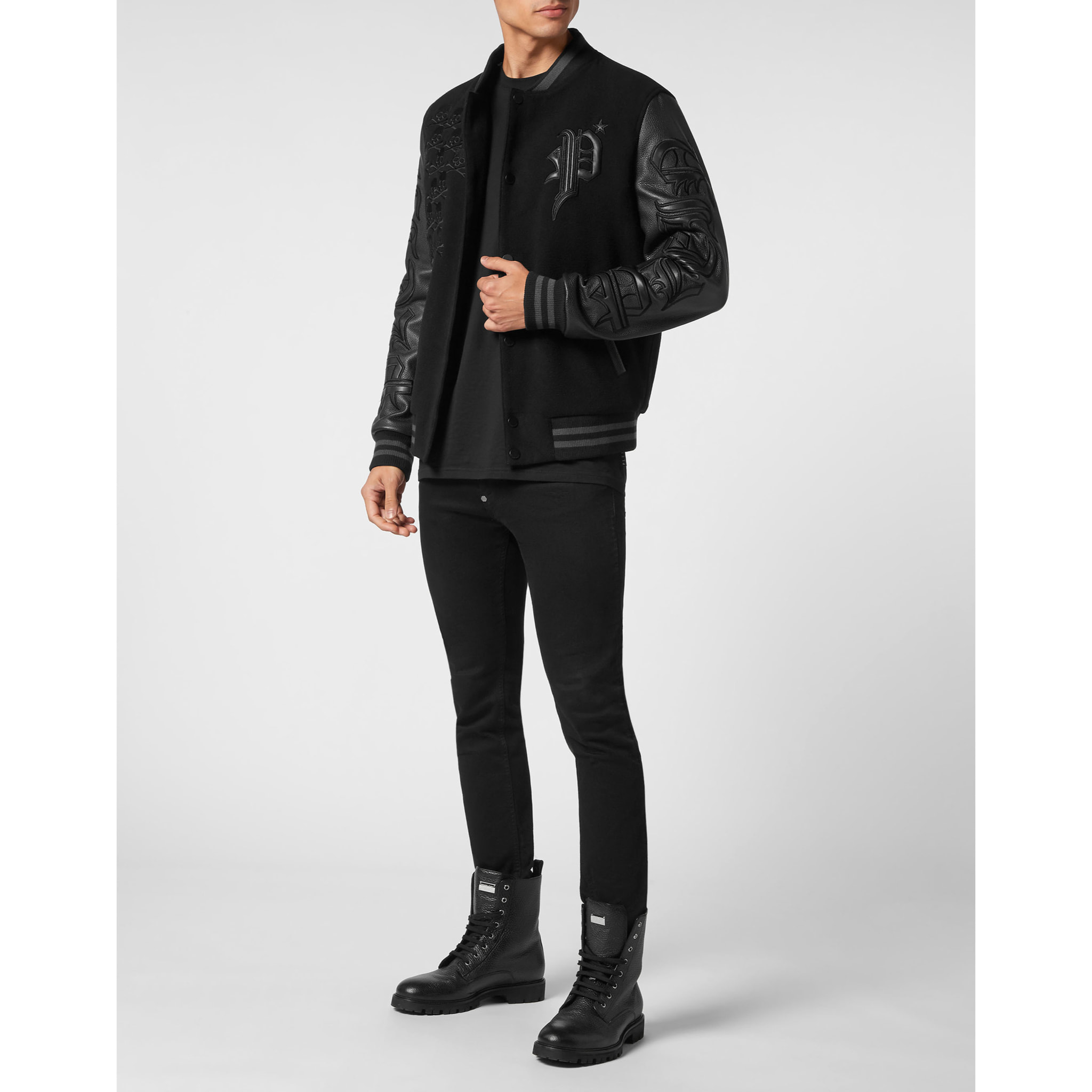 PHILIPP PLEIN Bomber in pelle GOTHIC PLEIN