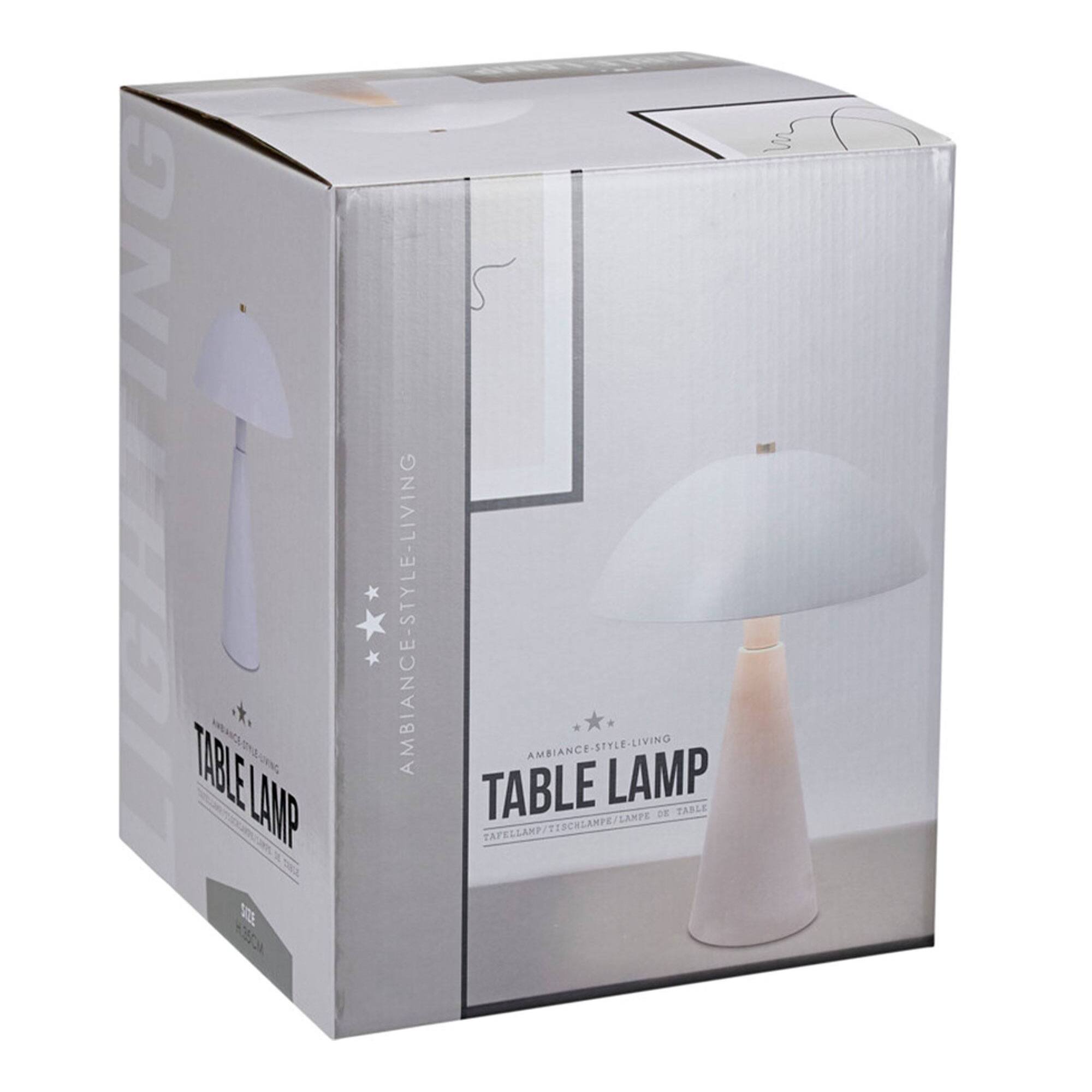 Lámpara de mesa metálica Blanco roto 26x31cm con pantalla grande y casquillo E14