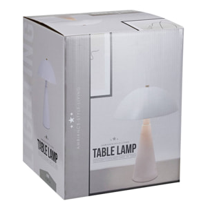 Lámpara de mesa metálica Blanco roto 26x31cm con pantalla grande y casquillo E14